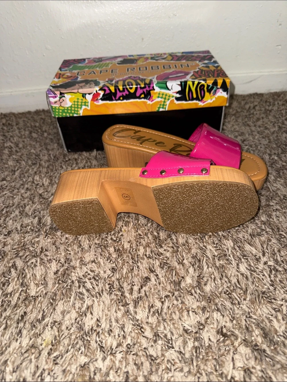 Cape Robbin Hot Pink Patent Slide Mule